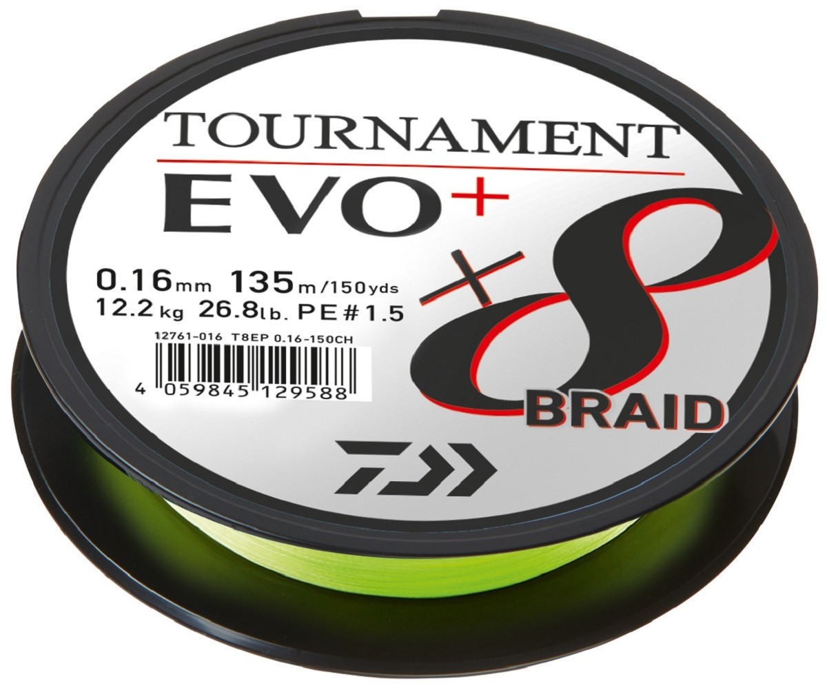 DAIWA splétaná šňůra TOURNAMENT X8 EVO+ 0,08 mm / 270 m / CHARTREUSE 