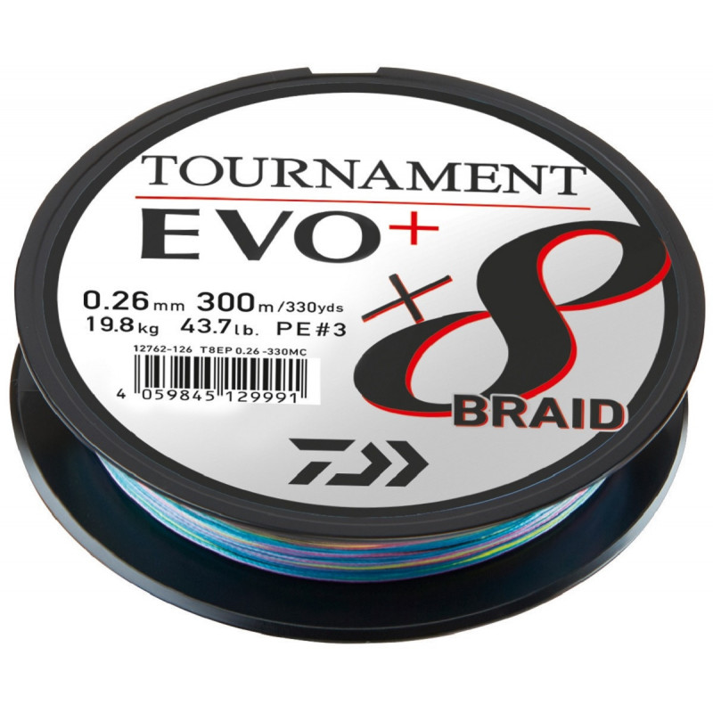 DAIWA TOURNAMENT X8 BRAID EVO+ 1000m MULTI-COLOR DAIWA TOURNAMENT X8 BRAID EVO+ 1000m MULTI-COLOR