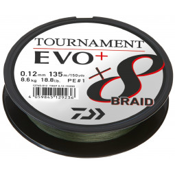 DAIWA TOURNAMENT X8 BRAID EVO+ 135m TMAVĚ ZELENÁ