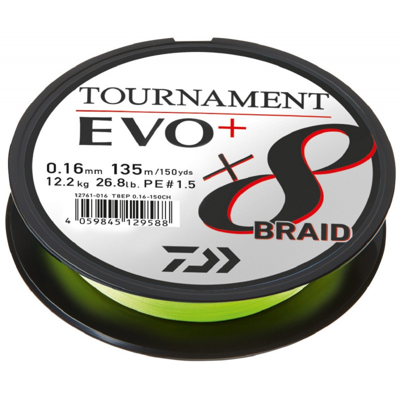 DAIWA TOURNAMENT X8 BRAID EVO+ 900m CHARTREUSE DAIWA TOURNAMENT X8 BRAID EVO+ 900m CHARTREUSE