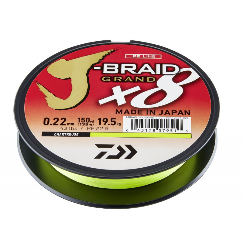 DAIWA J-braid Grand X8 Chartreuse pletenka DAIWA J-braid Grand X8 Chartreuse pletenka
